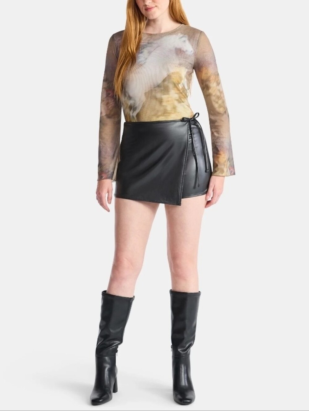 New Steve Madden NYC Women's Faux Leather Wrap Skort skirt + shorts, size S Or L - Picture 2 of 4